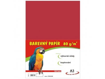 Barevný papír A3/100/80g-červený