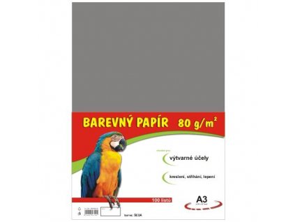 Barevný papír A3/100/80g-šedý