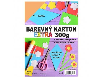 Barevný karton EXTRA 300g A4/10listů - meruňkový