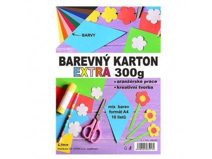Barevný karton EXTRA 300g A4/10listů - MIX barev
