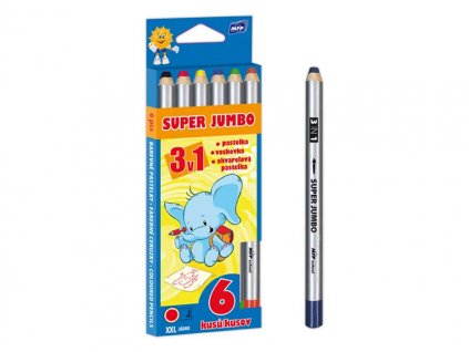 Pastelky  6 ks  Super Jumbo 3v1