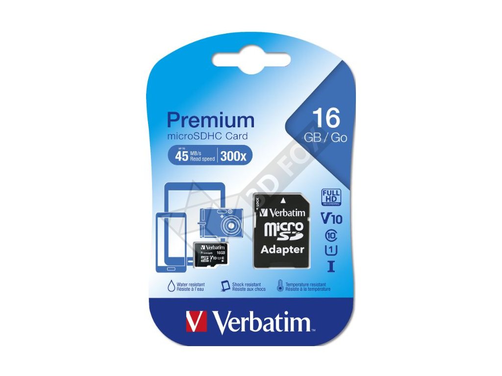 Verbatim MicroSDHC 16GB Premium + SD adaptér