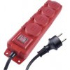 Prodlužovací kabel 10 m / 4 zásuvky / s vypínačem / černo-červený / guma-neopren / 1,5 mm2