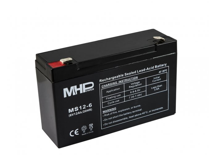 mhpower ms12 6 oloveny akumulator agm 6v 12ah faston f2 6 3mm i35591
