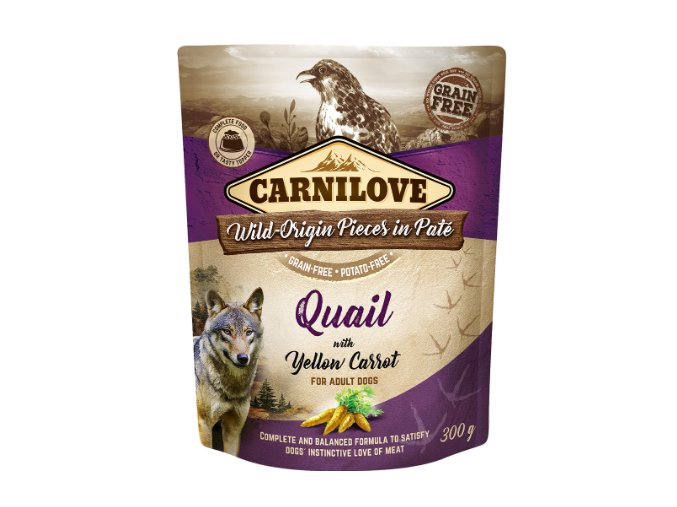 Carnilove Dog Pouch Paté Quail and Yellow Carrot 300g na aaagranule