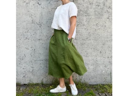 Univerzální lněná sukně - Zelená