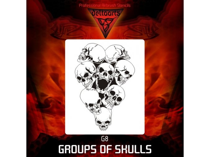 Airbrush šablona Group of skulls g8 mini