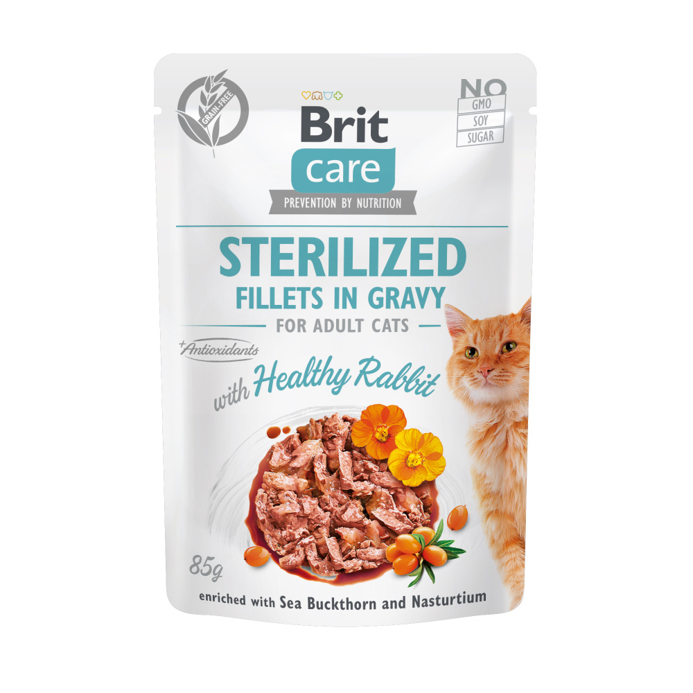 Brit Care Cat Fillets Gravy Steril Healthy Rabbit 85g Obrázek