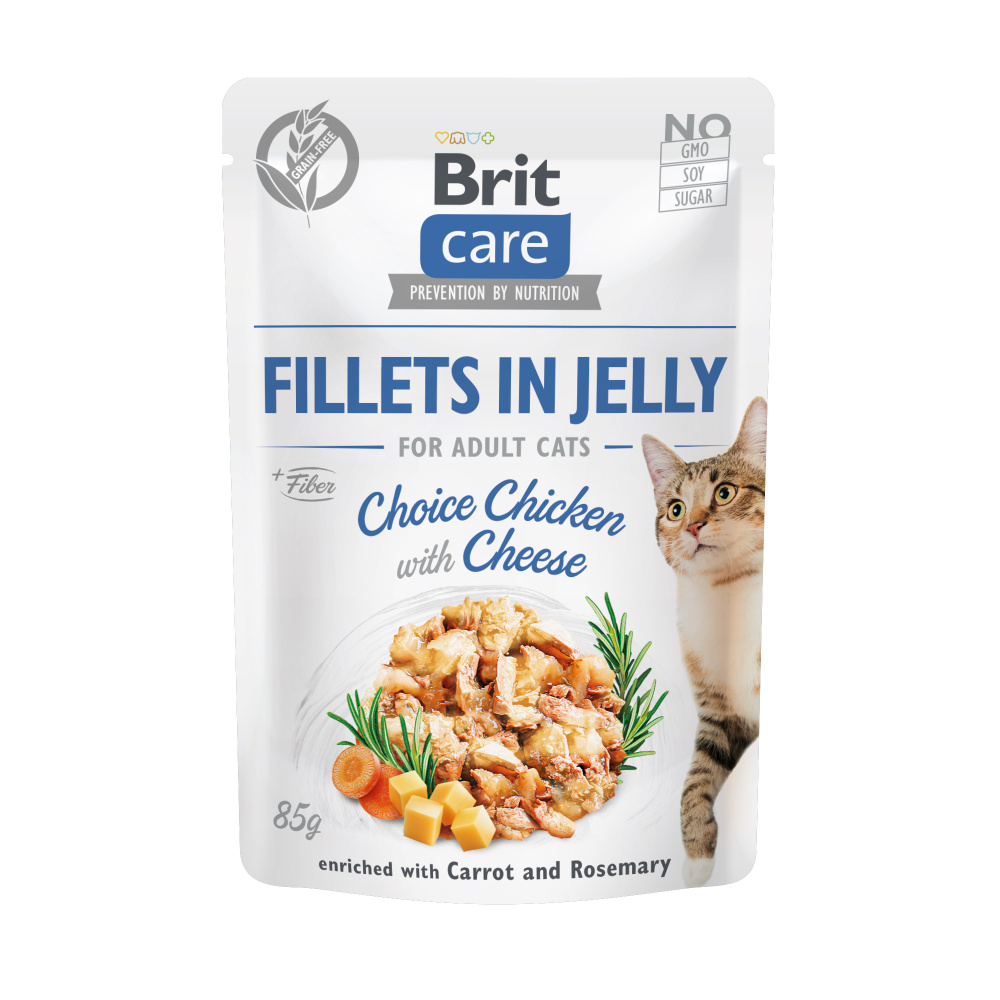 Brit Care Cat Fillets in Jelly Chicken&Cheese 85g Obrázek