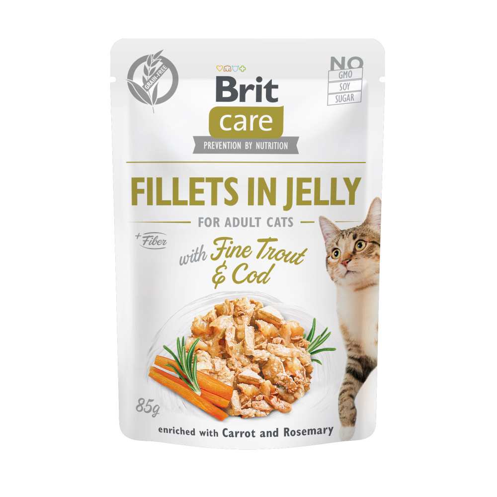 Brit Care Cat Fillets in Jelly with Trout&Cod 85g Obrázek