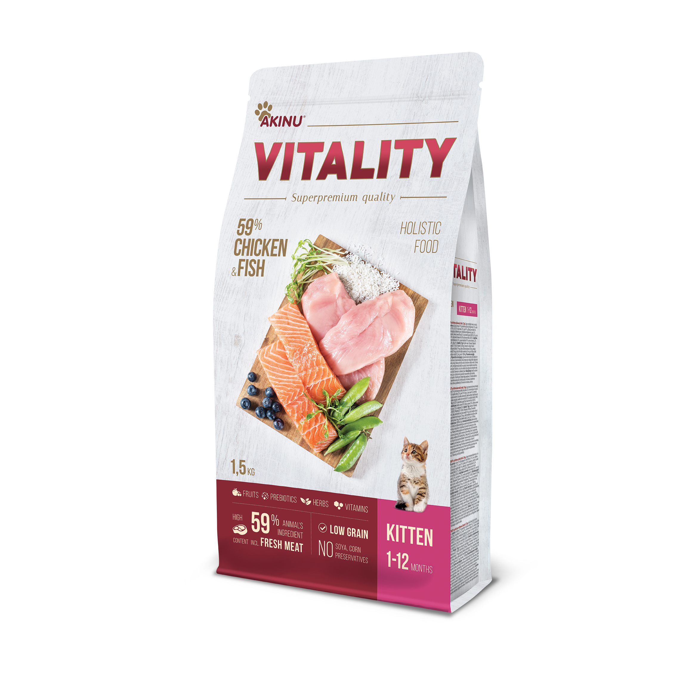 Akinu VITALITY cat kitten chicken & fish 1,5kg Obrázek