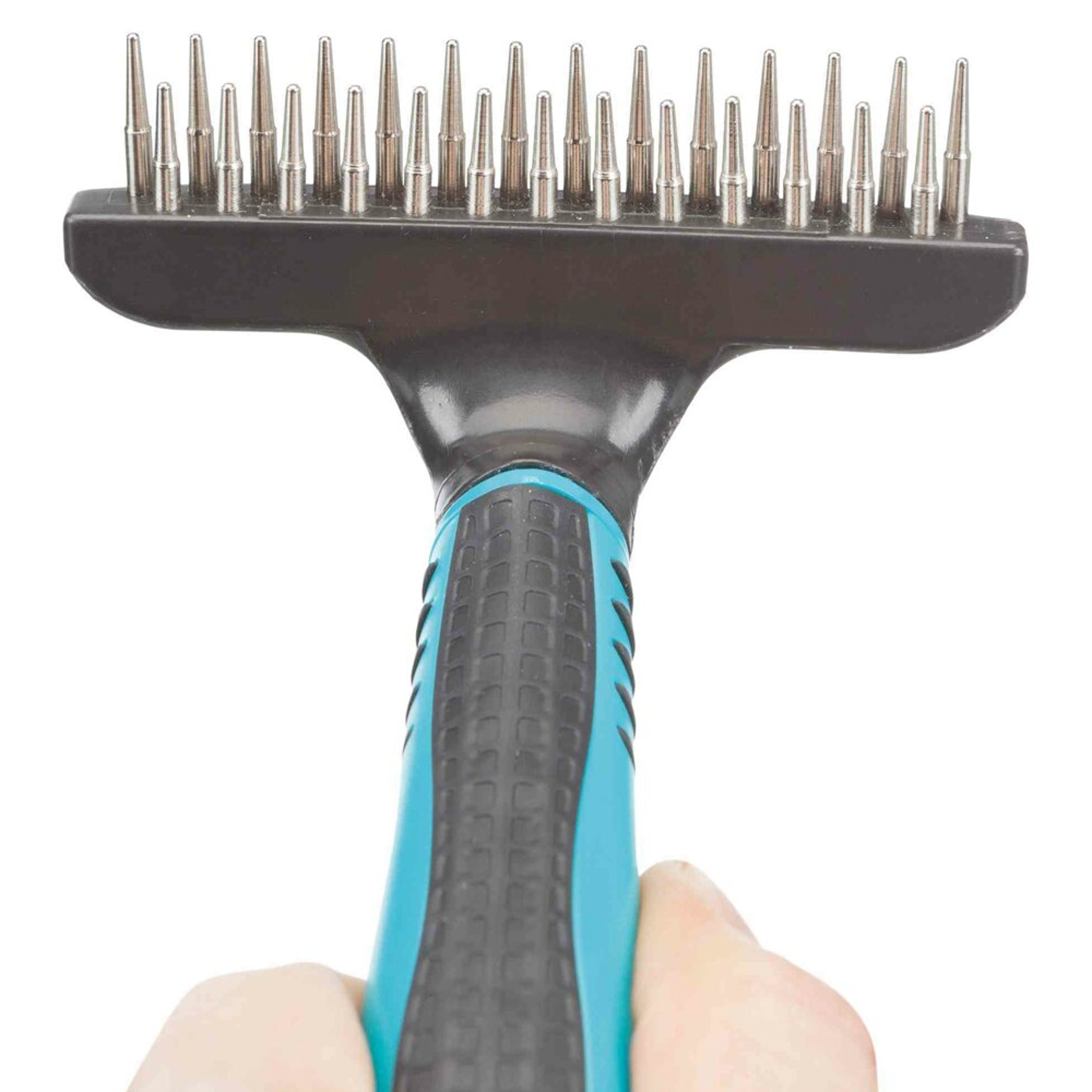 Trixie Hrablo dvojité dl.srst s antiskl.rukojetí 10x15cm,zub1,5a2cm Obrázek