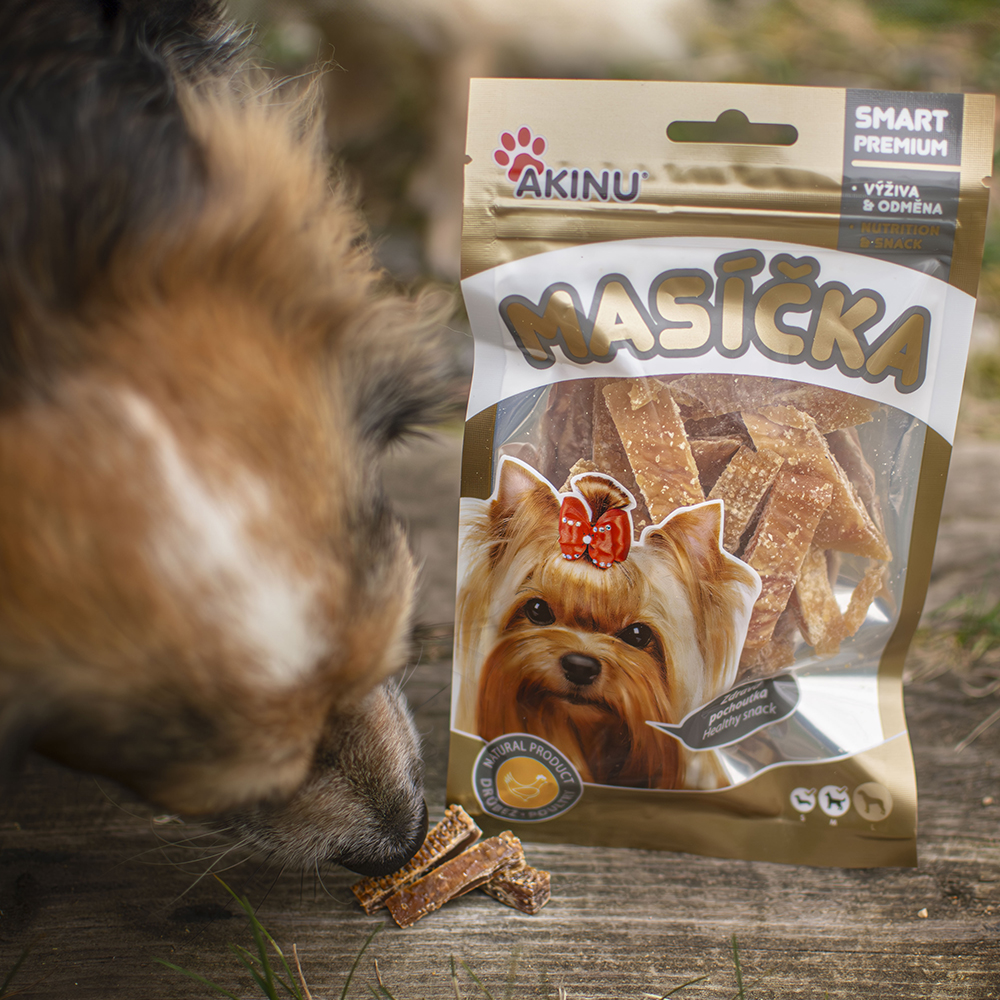 Akinu Masíčka kuřecí proužky pro psy 75g Obrázek