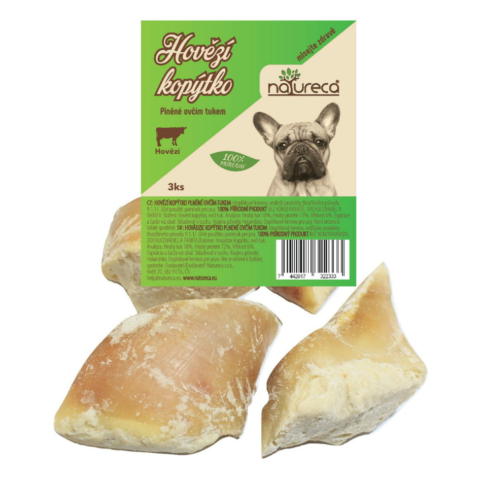NATURECA pochoutka Hovězí kopýtko plněné ovčím tuk.3ks Obrázek
