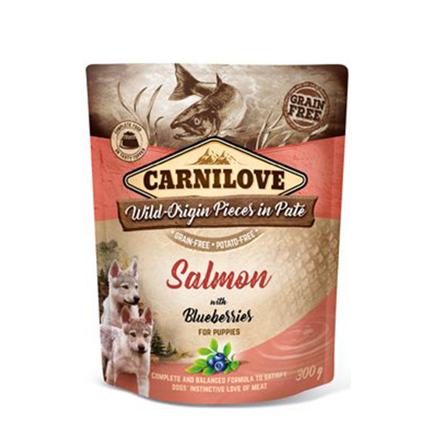 Carnilove Dog Pouch Paté Salmon & Blueber Puppies 300g Obrázek