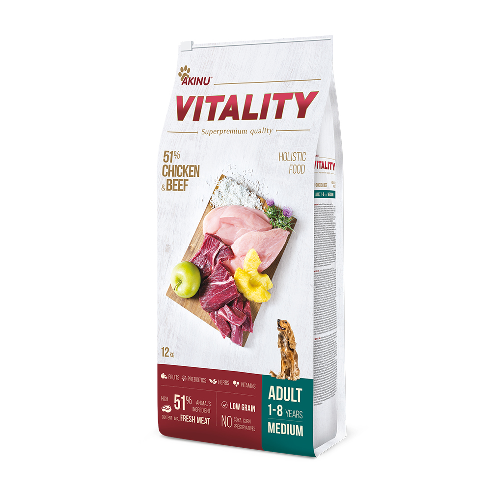 Akinu VITALITY dog adult medium chicken & beef 12kg Obrázek