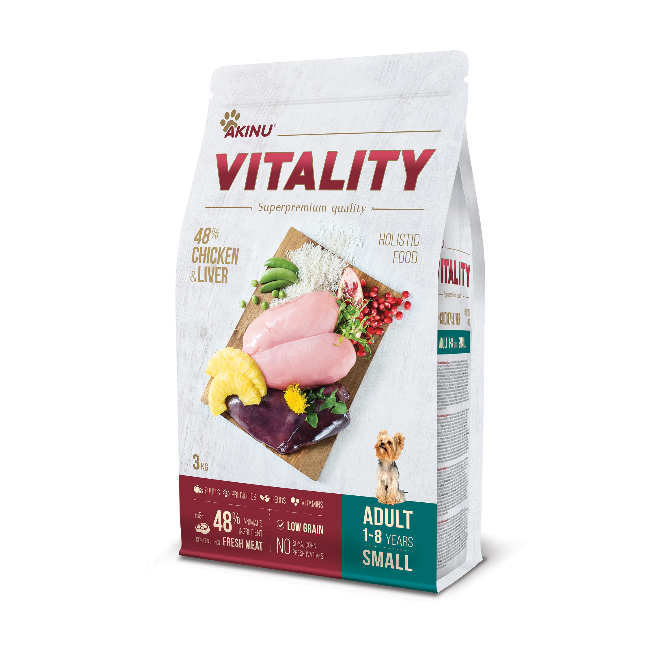 Akinu VITALITY dog adult small chicken & liver 3kg Obrázek