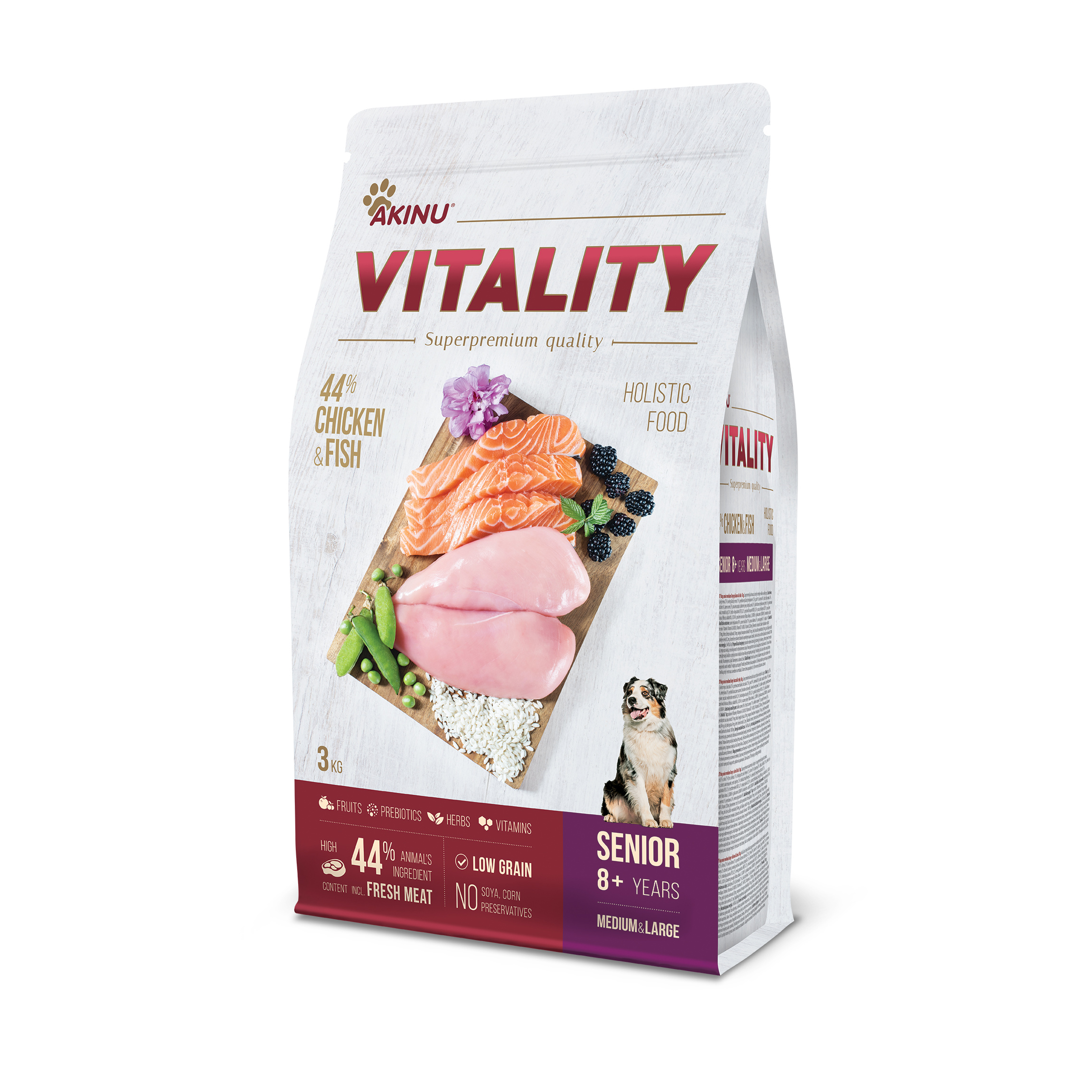 Akinu VITALITY dog senior medium/large chicken & fish 3kg Obrázek