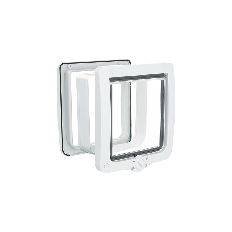 Trixie Průchozí dvířka pro kočku XL, s tunelem, 4-cestná, 24x28cm, bílá Obrázek