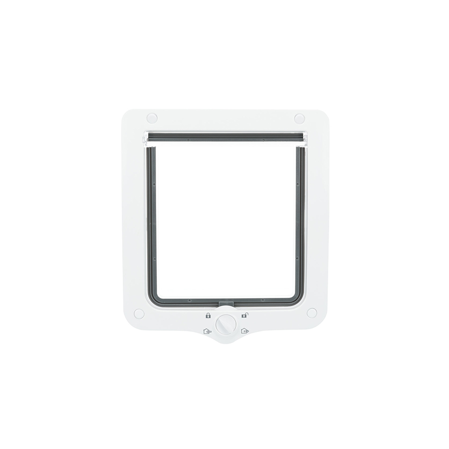 Trixie Průchozí dvířka pro kočku XL, s tunelem, 4-cestná, 24x28cm, bílá Obrázek