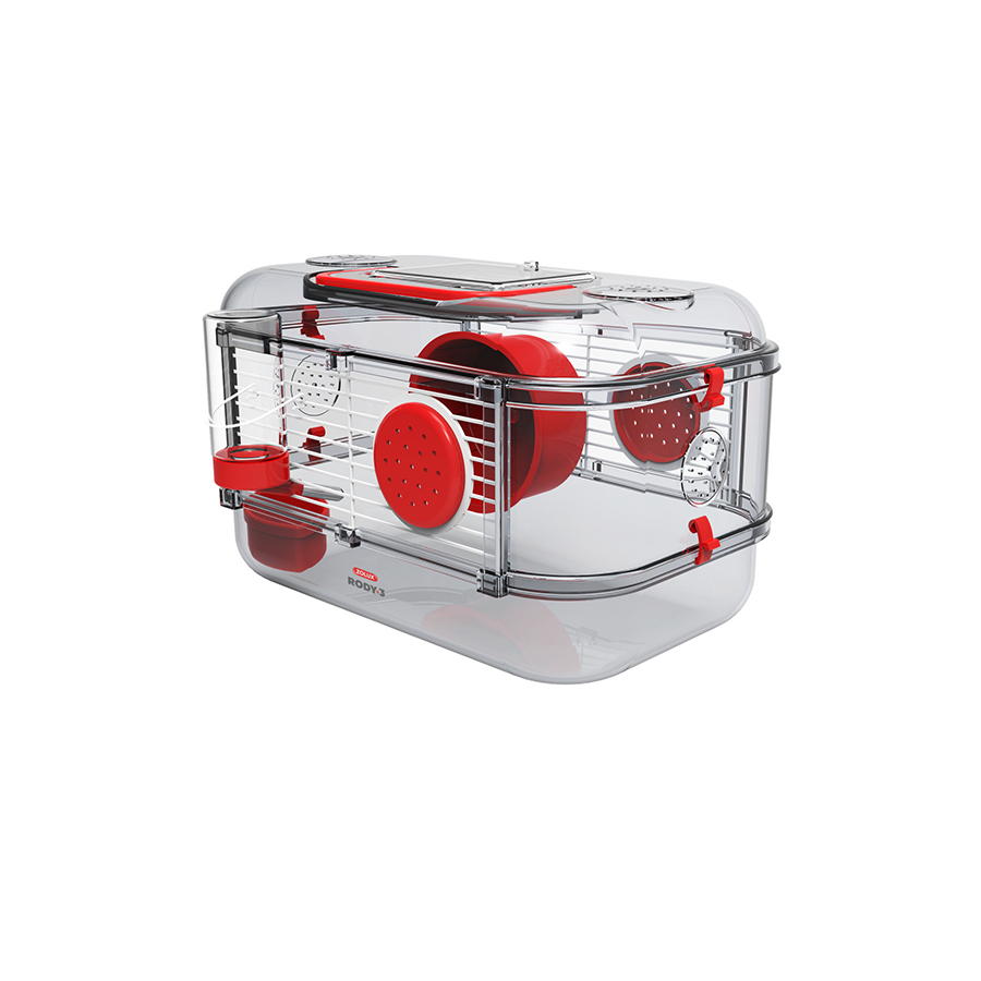 Zolux klec křeček Rody 3 MINI 33x21x18 cm Barva: Červená Obrázek