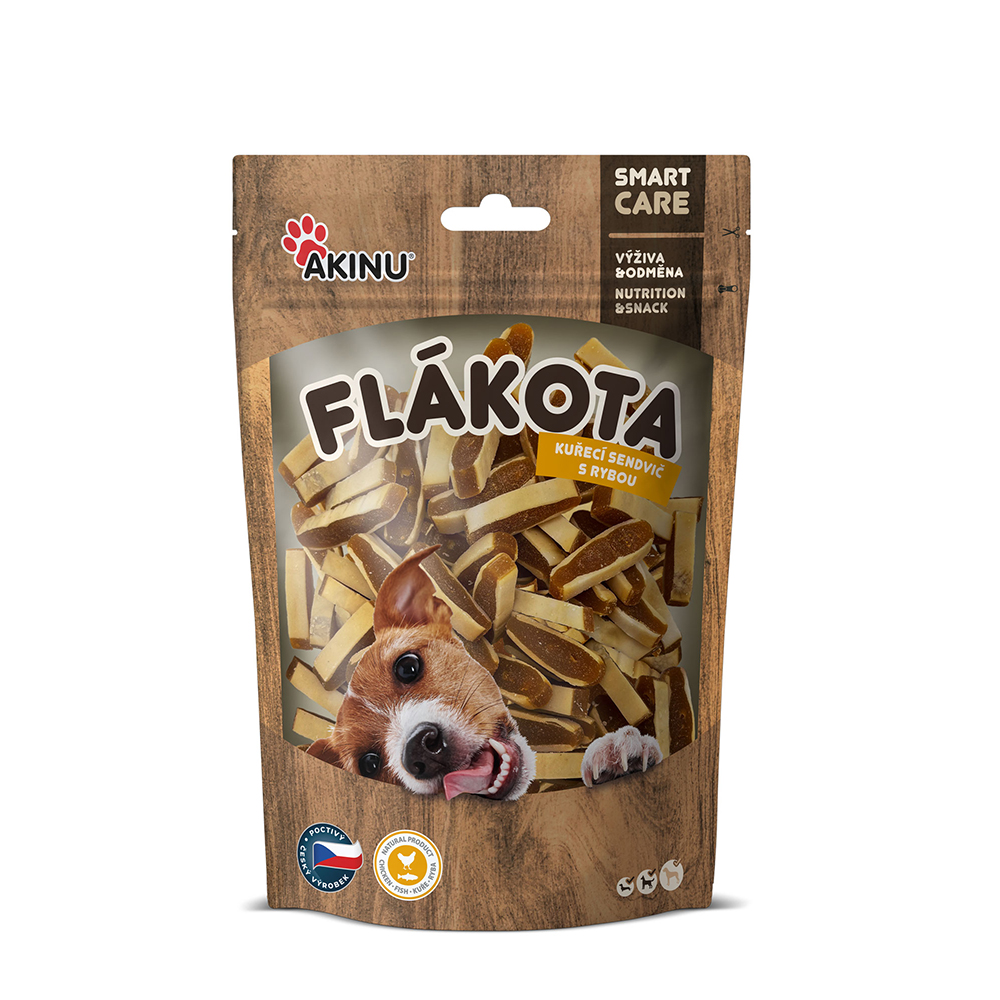 Akinu Flákota kuřecí sendvič s rybou pro psy 100 g Obrázek