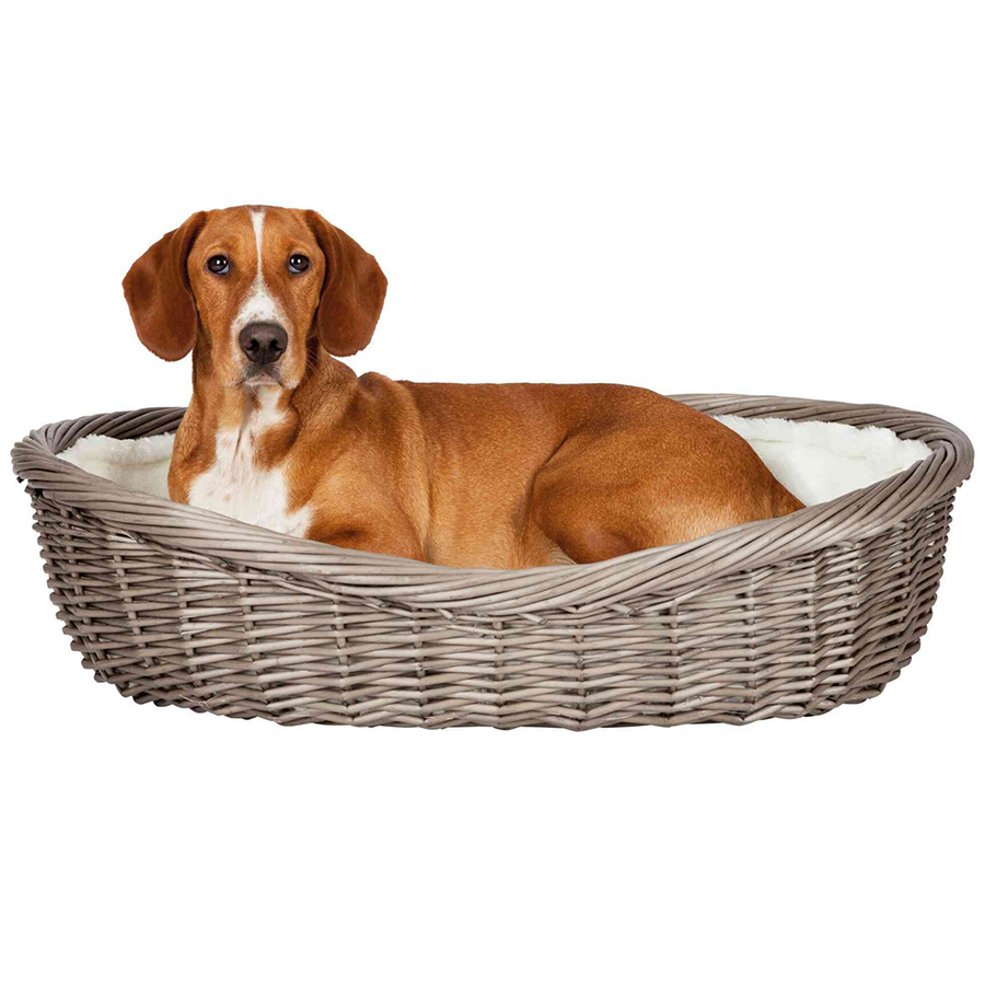 Trixie Proutěný koš šedý, s flísovým polštářem 50cm Obrázek