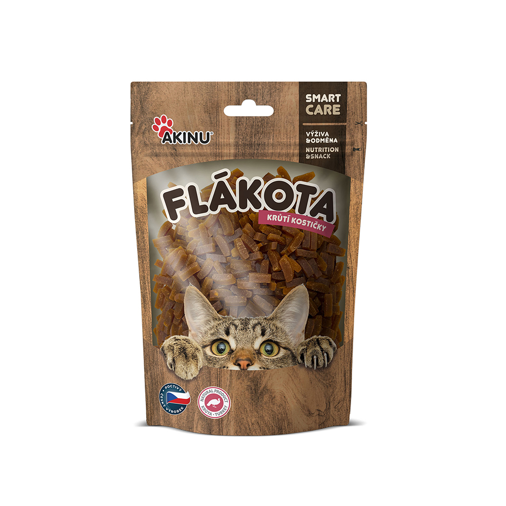 Akinu Flákota krůtí kostičky pro kočky 70 g Obrázek