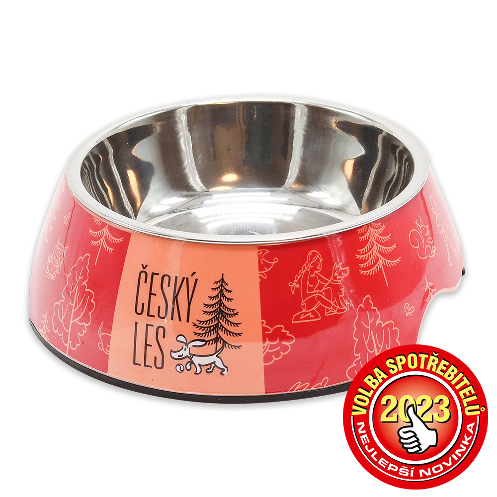 Akinu ČESKÝ LES melaminová miska s nerez vložkou L 1200ml Barva: Červená Obrázek