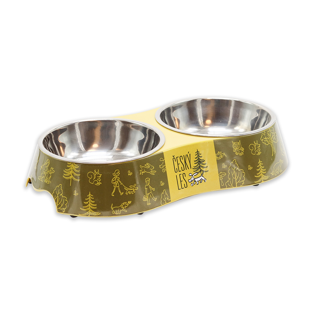 Akinu ČESKÝ LES melaminová miska s nerez vložkou M 2x400ml Barva: Červená Obrázek