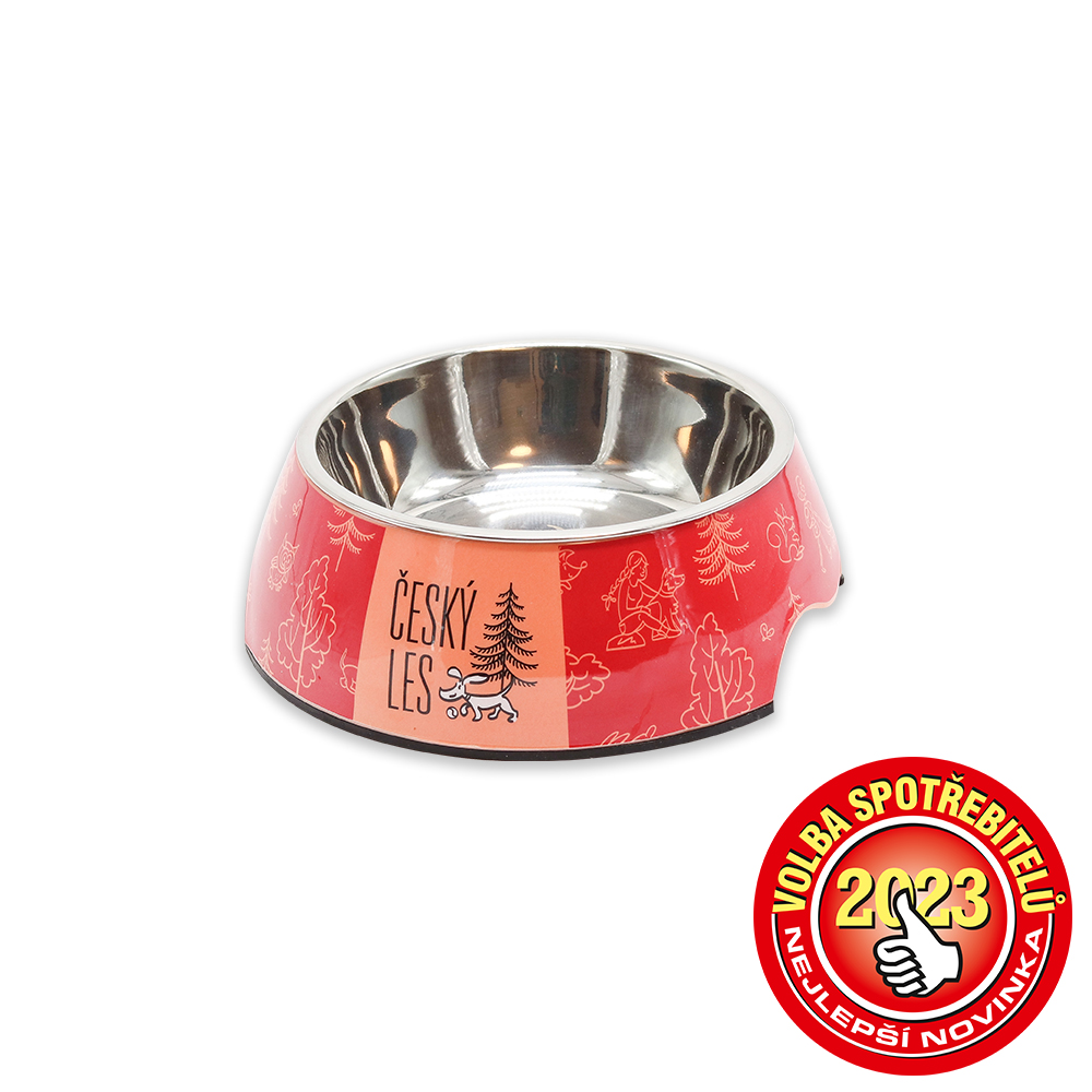 Akinu ČESKÝ LES melaminová miska s nerez vložkou S 400ml Barva: Červená Obrázek