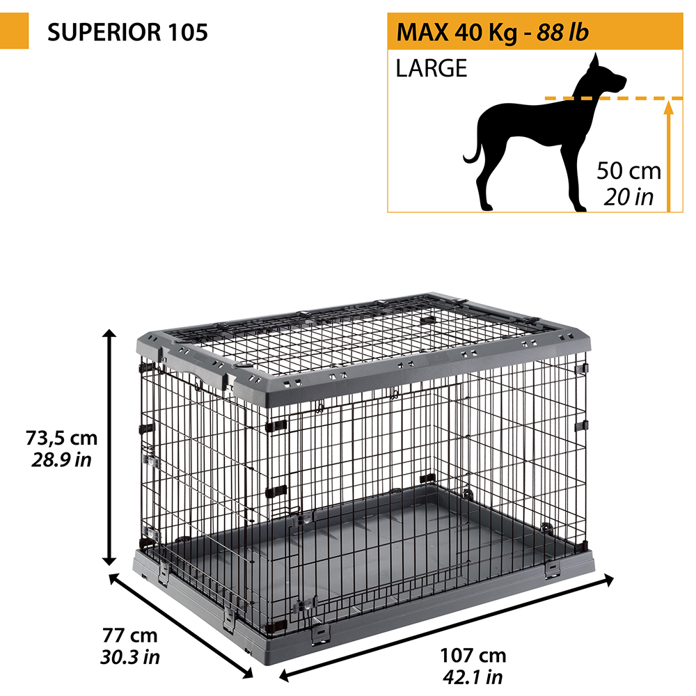 Ferplast skládací box Superior 105 pro psy šedý Obrázek