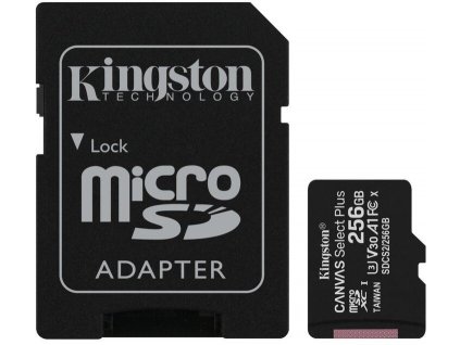 Paměťová karta Kingston Canvas Select Plus A1 256GB microSDXC, Class 10, 100R/85W s adaptérem