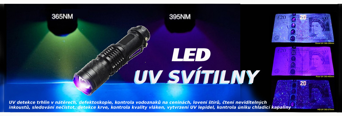 UV LED svítilny baterky
