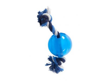 Hračka pes BUSTER Song Ball s provazem světlemodrá