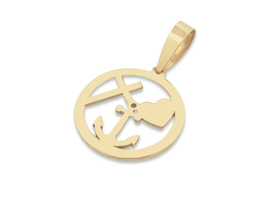 zlatý medailon srdce kotva križ ŽZ 0,5mm 1,75g