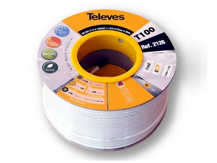 Koaxiální kabel Televes T100 2126 ClassA Cu/Al white indoor 100m