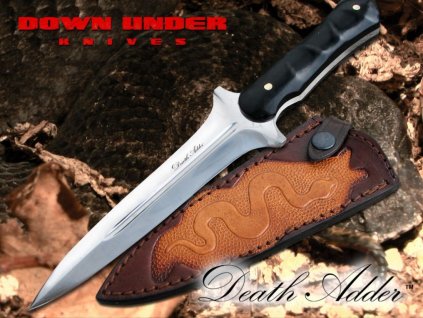Lovecký nůž dýka s koženým pouzdrem Death Adder™ DOWN UNDER Knives®