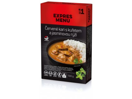 Červené kari s kuřetem a jasmínovou rýží KM (1 porce 500g) EXPRES MENU