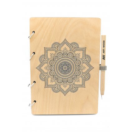 Dřevěný zápisník - mandala