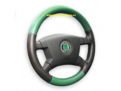 Kožený potah volantu Maria Cavallo - dvojbarevný zelenočerný (světlá zelená)