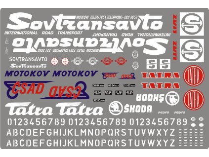 Obtisky na modely nákladních vozidel Škoda Tatra LIAZ 1:43  Dekály - obtisky na modely 1/43 Sovtransavto ČSAD