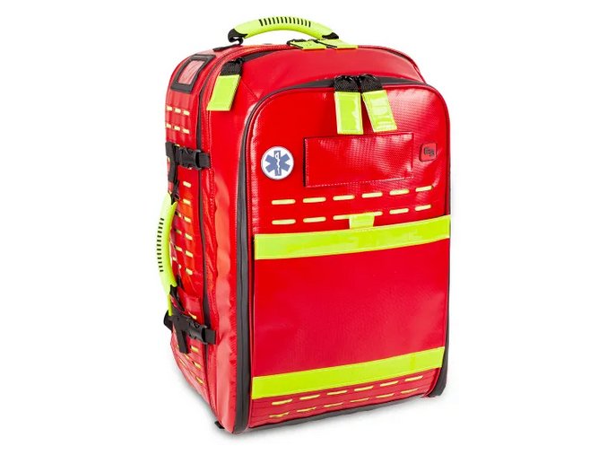 Záchranářský zdravotnický voděodolný batoh Robust RED Tarpaulin s transparentní kapsou na AED 46 l.