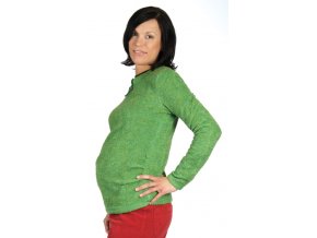 Těhotenská mikina s kulatým výstřihem v zelené barvě.
