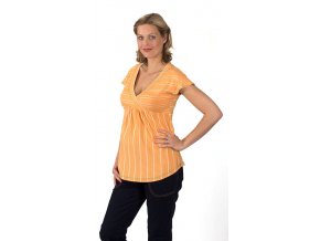 Těhotenské tričko RIALTO DONCOLS oranžové pruhy 7816 (Dámská velikost 46)
