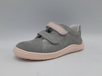 Baby Bare Shoes celoroční barefoot obuv Febo Spring Nubuk Grey/Pink