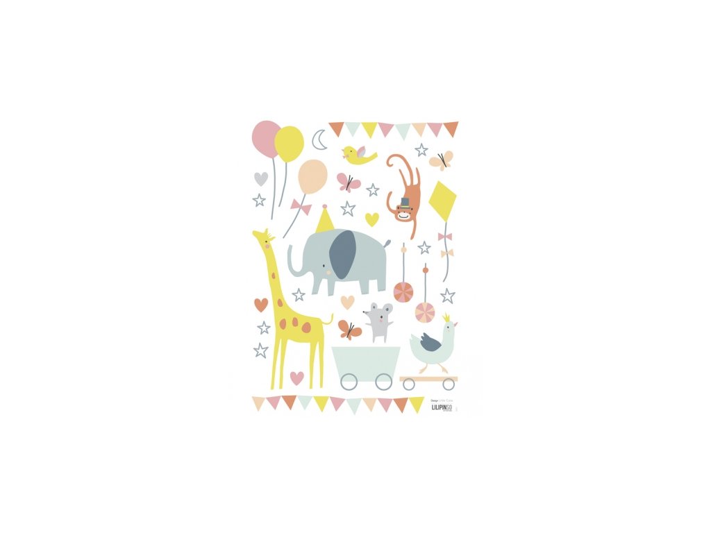 s1074 a3 stickers animaux cirque bebe fille lilipinso