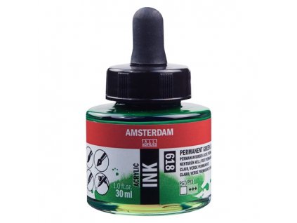 Akrylový inkoust Amsterdam - 618 Permanent Green Light