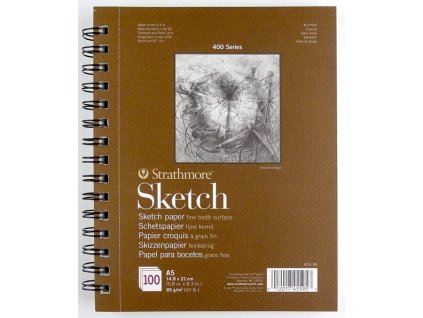 Skicák Strathmore Sketch v kroužkové vazbě 14,8 x 21 cm (A5), 89g, 100 listů