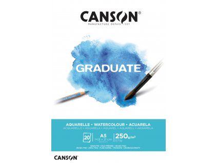 Canson Graduate Watercolour  Skicák v lepené vazbě A5, 250g, 20 listů